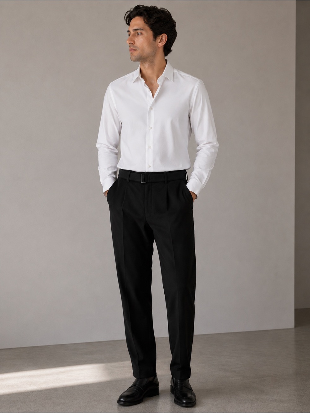 Le 31 by Simons Super 110’s 100% Wool Black Belted Dress Pants Size 30 Classic
